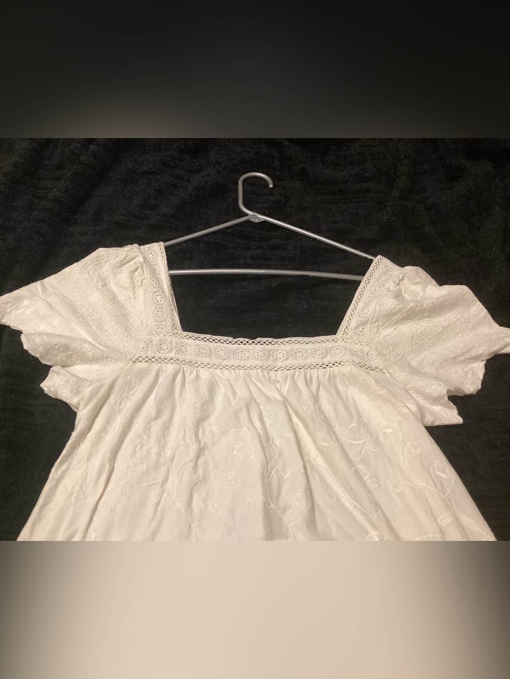 Lucky Brand Off White Embroidered Square-Neck Peasant Top - Picture 2 of 11